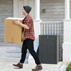 57 Gallon Resin Package Delivery Box - Rust & Moisture Resistant, Lockable, Waterproof Deck Box for Porches, Patios, Indoor & Outdoor Use (Blcak, 57 GALLON)
