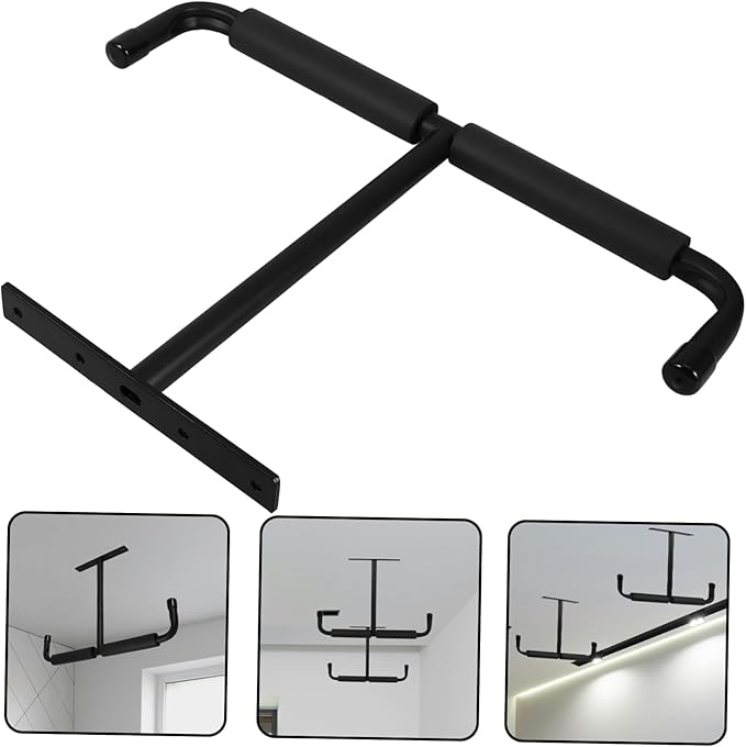 Garage Ceiling Storage Rack T-shaped Ceiling Hanging Rack Double Sided Hooks for Fishing Rods Bicycles Tools
