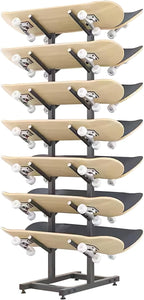 7-Tiers Skateboard Racks, Free Standing Metal Snowboard Ski Storage Racks, Home Gym Organize Holder for Deck Longboard, Space Saving(Black, 7-Tier)