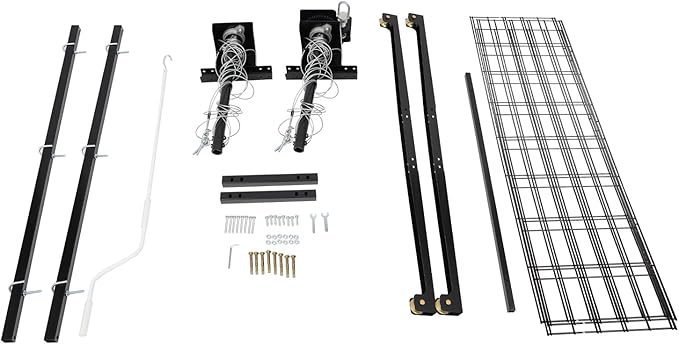 Garage Lifting Storage Rack, 300lbs Adjustable Overhead Garage Storage Rack Heavy-duty 4x4 FT Garages Ceiling Storage Lift Max. Adjustable Height 79in (Matte Black 300Lbs)