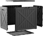 32 Gallon Resin Deck Box Outdoor Storage Box for Patio Furniture,Outdoor Cushions,Garden Tools and Pool Supplies,Waterproof,Lockable(Black,32Gallon)