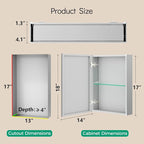 14 x 18 Medicine Cabinet Mirror, Mount or Recessed Bathroom Mirror with Storage, Aluminum Framed Medicine Cabinet with Adjustable Shelves for Bathroom Vanity Modern Farmhouse