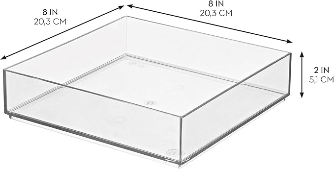 iDesign Stackable Makeup Drawer Organizer Tray - Vanity Organizer or Desk Organizer, Set of 4, Clear