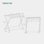 Luggage Rack, Folding Suitcase Stand for Guest, Foldable, Luggage Holders with Shelf, Steel Frame with Nylon Straps for Bedroom, Hotel, Holds up to 154 lb, Grey,1 Pack LR03899G