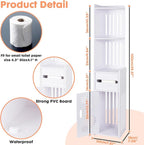 ShellKingdom Toilet Paper Holder Stand, Tall & Slim Bathroom Storage Cabinet, Freestanding Corner Shelf, Bathroom Cabinet for Small Space, Corner Shelf, 39.37 x 7.87 x 7.08 inch (White)