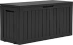 YITAHOME 72 Gallon Outdoor Storage Box w/Wheels, Resin Deck Box Indoor & Outdoor Patio Storage Box for Throw Pillows, Athletic Gear(Black)