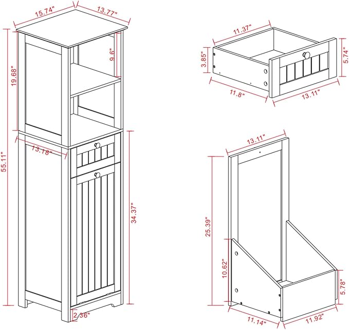 Compact Laundry Sorter Cabinet with Tilt-Out Basket Drawer White, Durable Easy to Assemble Space-Saving Design for Bathroom Laundry Room Balcony Narrow Spaces