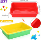 Hoteam 10 Pcs Flat Storage Organizer Tray Bin Letter Size Paper Tray for Classroom Plastic Stackable File Organizer for School Office Teacher Book Organization（ Multicolor, 13.78 x 9.84 x 3.15 Inch）