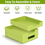 Letter-Size Tray Desk Letter Tray Paper Tray, Sturdy Heavy-Duty Plastic Printer Paper Tray, Single-Tier Stackable File Storage Organizer for Office Home (Green)