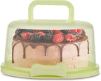 Cake Carrier with Lid and Handle, Round Cake Containers for 10 inch Cakes, Cupcake Holder, Dustproof, Portable Cupcakes Transport Container for Cakes Pie Muffin Pizza Desserts