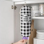 THE BAG BAG Plastic Bag Holder, Black and White Buffalo Check Plaid Grocery Bag Dispenser, Hanging Trash Bag Storage Organizer for Kitchen, Laundry Room, Pantry, Farmhouse Decor, Gifts For Grandma Mom