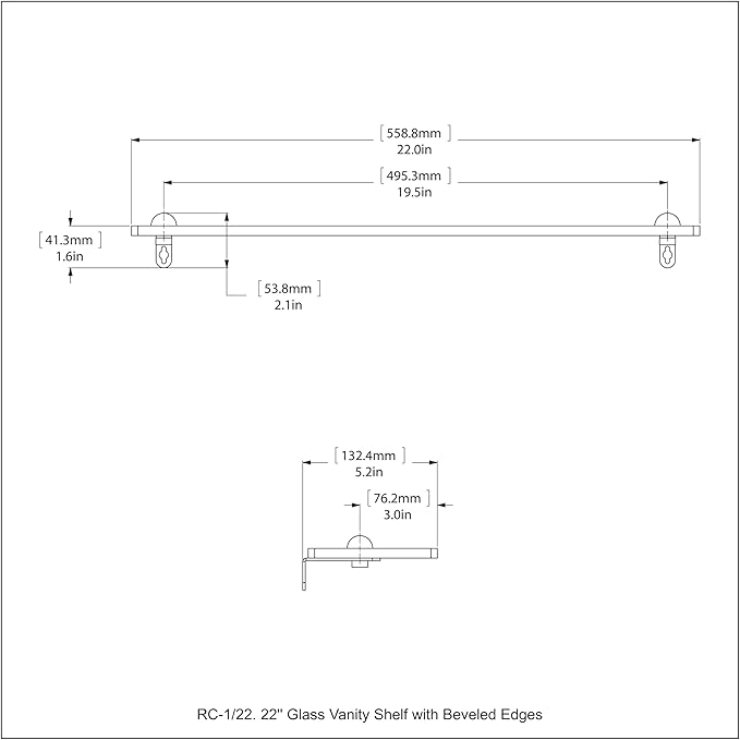 Allied Brass RC-1/22-ASP 22 Inch Glass Vanity Shelf with Beveled Edges, Autumn Sparkle