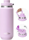 Greylock 20 oz Insulated Water Bottle with Straw Lid, Reusable Stainless Steel Sports Water Bottles with Foldable Handle, Leak Proof, Double-Wall Vacuum Insulation, 24 Hours Cold (Lilac)