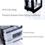5-Tier Drawer Desktop Storage Bin Unit, White Frame Mini Organizer Box with Clear Drawer, Small Container Case for Desk Accessory, Storing Craft, Stationery