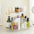 FFK Bathroom Organizer Countertop 2-Tier Storage：Bathroom Counter Organizer Acrylic Standing Holder Cosmetic Storage Perfume Shelf for Bathroom Bedroom Dressing Table1