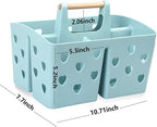 Portable Shower Caddy Plastic Shower Basket Organizer Divided Bathroom Caddy Storage Cleanning Caddy Tote with Handle for College, Dorm Room, Kitchen, Blue