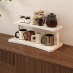 Bamboo Desktop Perfume Organizer Shelf – Wooden Storage Rack for Perfume, Makeup, Coffee Mugs – Natural Bamboo Display Stand for Vanity, Bathroom, Office (White, 2)