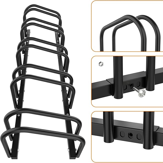 WALMANN 5 Bikes Floor Bike Stand, Bike Parking Rack Garage Bike Storage Stand Indoor/Outdoor 22-28" Wheel Stand, Max. Tire Width 2.1"