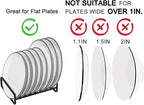 2 Pack Plate Holders Organizers 8 Slots Upright Cabinet Dish Drying Racks Metal Plate Stands (for 6In. 10In. Plates) Dish Organizers for Countertop and Cupboard(at Least 11.2in.Height) Black