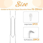 5 Pack Plate Hangers for The Wall, Suitable for 16-20 inch Art Plate, Stainless Steel Invisible Heavy Duty Wire Plate Holder with Wall Hooks, Plate Hangers for Displaying Plates, Platter, Dish, Silver