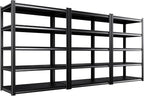 Set of 3 Garage Shelving - 2050 lbs 5 Tier Storage Shelves, Adjustable Heavy Duty Metal Shelving Unit and Storage Large Rack, Utility Steel Shelf for Warehouse Industrial Pantry Basement 71"x46"x20"