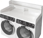 2-Tier Washer Dryer Countertop with 2.8" H Edge Rails, 54" W x 27.5" D Wood Laundry Table for Folding Clothes, Top of Washer and Dryer Organizer Shelf, White