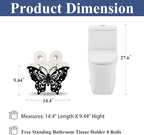 Cute Butterfly Toilet Tissue Holder,Animal Paper Holders,Decorative Metal Papers Holder,Funny Toilet Animal Storage for Bathrooms,Bathroom Paper Organizer for Extra 8 Rolls Free Standing Art Decor