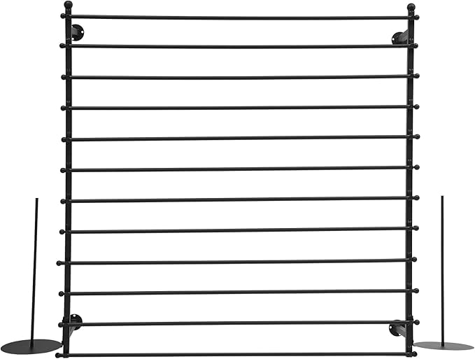 Heavy Duty Iron Ribbon Organizer Rack Wall Mounted, 12-Rod Modern Metal Craft Organizer for Ribbons, Wrapping Paper, Vinyl Rolls, Space Saving Storage Rack for Florist, Home (Black)