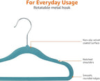 Amazon Basics Kids Velvet, Non-Slip Clothes Hangers for Infant and Toddler, 11.6 inches (for Baby Clothes), Pack of 50, Blue