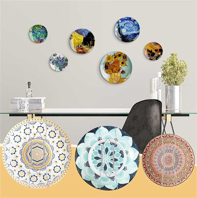 2 Pack Plate Hangers for Wall, Suitable for 8-10 inch Art Plate, Stainless Steel Invisible Heavy-Duty Wire Plate Holder with Wall Hooks, Display Hanger for Decorative Plates/Dishes/Platters(Silver)