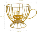 Coffee Pod Holder,Large K Cup & Capsule Organizer, Coffee Capsule Basket, Metal Coffee Bar Organizer for Kitchen Dinning Room Office Home Cafe Hotel (Gold)