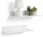 Z metnal Small Wall Shelves, Mini Display Metal Lack Floating Shelf for Collectables Figure, Aluminum, Wall Mounted, Sleek, White,12 x 5 inch, 2 Pack