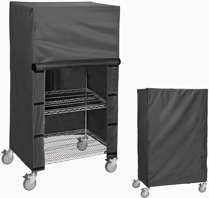 Dustproof Shelving Cover for 36" W x 16" D x 72" H, Heavy Duty Waterproof Storage Shelf Cover, nylon with Hook and Loop Closure, Black (No Shelves)