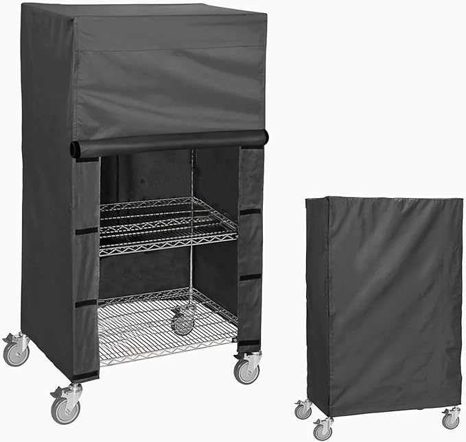 Waterproof Dustproof Shelf Cover for Wire Shelving and Storage Rack, 36" W x 18" D x 54" H, Heavy-Duty Dust Cover with Nylon Buckle and Hook & Loop Closure (Black, No Shelves)