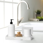 Gurygo 10" Vanity Tray for Bathroom - Hand Towel Tray Organizer for Paper Napkins - Bathroom Vanity Counter Organization - Ceramic Soap Dispenser Tray for Kitchen Counter (Marble White, Set/1)…
