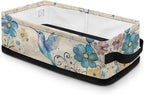 Toilet Paper Storage Basket Lightweight Collapsible Storage Bin for Toiletries Small Items, Multi-Use Baskets for Bathroom Office Organization, Blue Hummingbird Flower Retro
