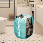 Mesh Popup Laundry Baskets, Collapsible Laundry Hampers, 2 Pack Clothes Hampers Storage Basket for Home, Bathroom, College Dorm, RV Cruise, Travel (Pink + Blue)