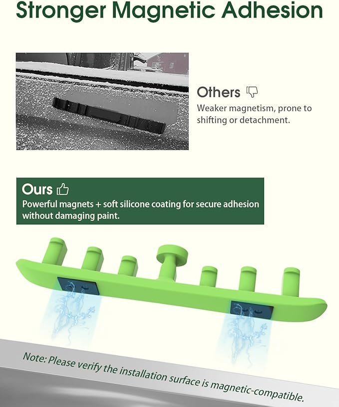 Magnetic Ski Holder for Side of Car – Rig Strips Magnetic Snowboard Mount – Prevent Ski and Snowboard from Tipping Over – Protects Vehicle from Scratches - Snowboard Accessories (Green)