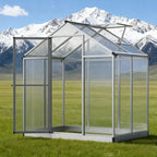 Aluminum Greenhouse with Polycarbonate Panels, Walk-in Garden Greenhouse for Outdoor Plant Growing, Durable Structure for Year-Round Gardening (Silver + Aluminum-2)