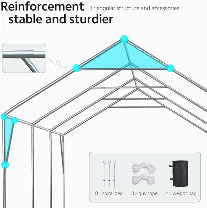 ADVANCE OUTDOOR 12x20 ft Canopy Garage Heavy Duty Carport Car Boat Shelter Party Tent, Adjustable Peak Height from 9.5ft to 11ft, Gray