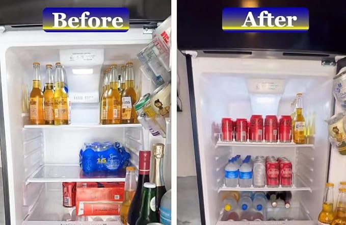 Drink Organizer for Fridge,Automatic Pusher Glide Soda Can Organizer for Refrigerator and Adjustable Width - Storage 15 Cans