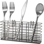 SANNO Stainless Steel Utensil Drying Rack Silverware Holder for Dish Rack, Hanging Cutlery Utensil Holder Silverware Organizer Stainless Steel Rack with Hooks