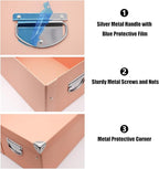 GUOZI Collapsible Storage Box, Decorative Memory Box with Lid & Metal Reinforced Corners, Cardboard File Bin with Handles, Organizer Gift Box for Keepsake Toy Photos Office Nursery Wardrobe Bookshelf