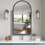 Movo Arched Black Medicine Cabinet with Mirror,16 x30 Inch Metal Framed Bathroom Mirror Medicine Cabinet Wall Mounted,Recessed Medicine Cabinets for Bathroom with 2 Removable Shelves