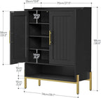 HOOBRO Shoe Cabinet, 5-Tier Shoe Storage Organizer with Doors, Wooden Shoe Cabinet Storage for Entryway, Freestanding Shoe Rack Cabinet with 3 Adjustable Shelves for Hallway, Gold and Black DB41SC01