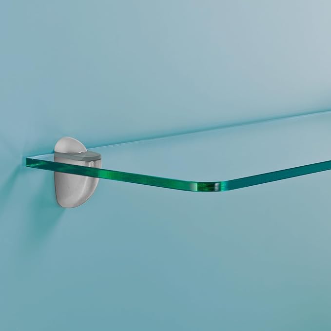 Glass Shelves - Tempered Safety Glass Shelves for Bathroom, Choose Over 20 Shelf Brackets and Multiple Shelf Sizes - Jam Style - 31.5 x 5.9 in - Silver Clip