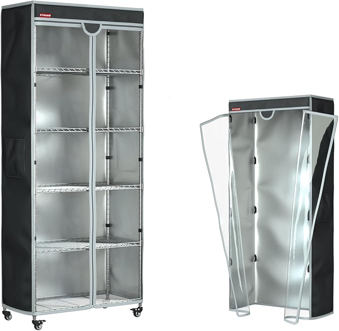 Shelf Cover Wire Shelving Rack Dust Cover,dustproof, waterproof, sunscreen, front transparent panel design for easy viewing, suitable for 36"Wx18"Dx72"H (cover only)