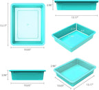 Storex Letter Size Flat Storage Tray – Organizer Bin with Non-Snap Lid for Classroom, Office and Home, Teal, 5-Pack (62541A05C)