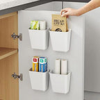 4 Piece Kitchen Cabinet Door Storage Box,Self Adhesive Wall Mounted Storage Box,Wardrobe/Bathroom/Refrigerator Small Items Organizer
