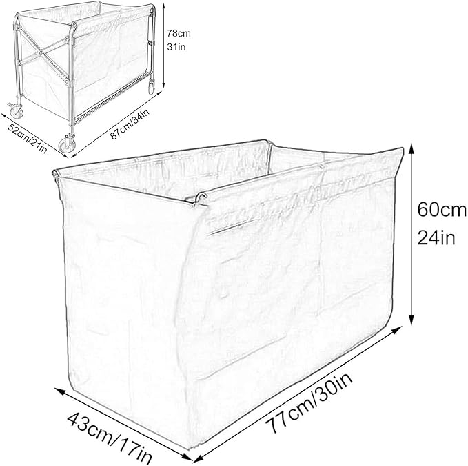 Laundry basket liner, Laundry cart liner bag,Removable Liner Bag For Rolling Basket, Oxford Cloth Storage Bags, Hotel Room Work Trolley Replacement(C,77x43x60cm/30x17x24in)